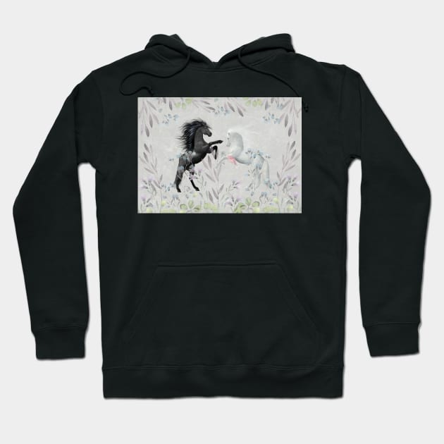 Floral Fantasy Horses Hoodie by Amanda Jane